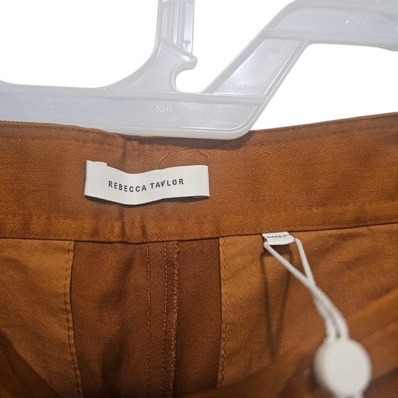 Rebecca‎ Taylor Women's Rust Orange High Rise Cropped Pleated Pants Size 6 - Picture 4 of 8